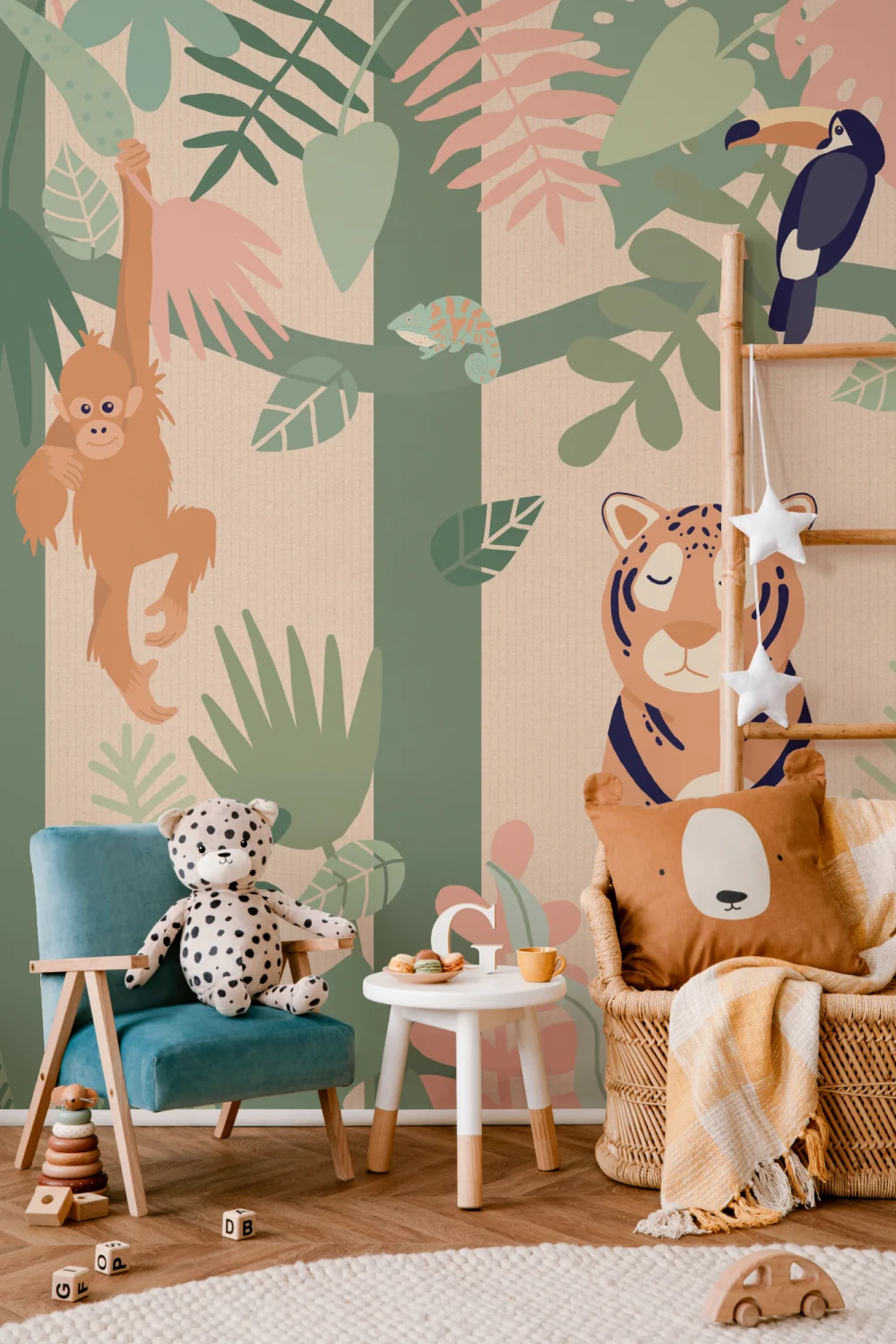 Mural de papel de parede Kids Jungle Animal Friends