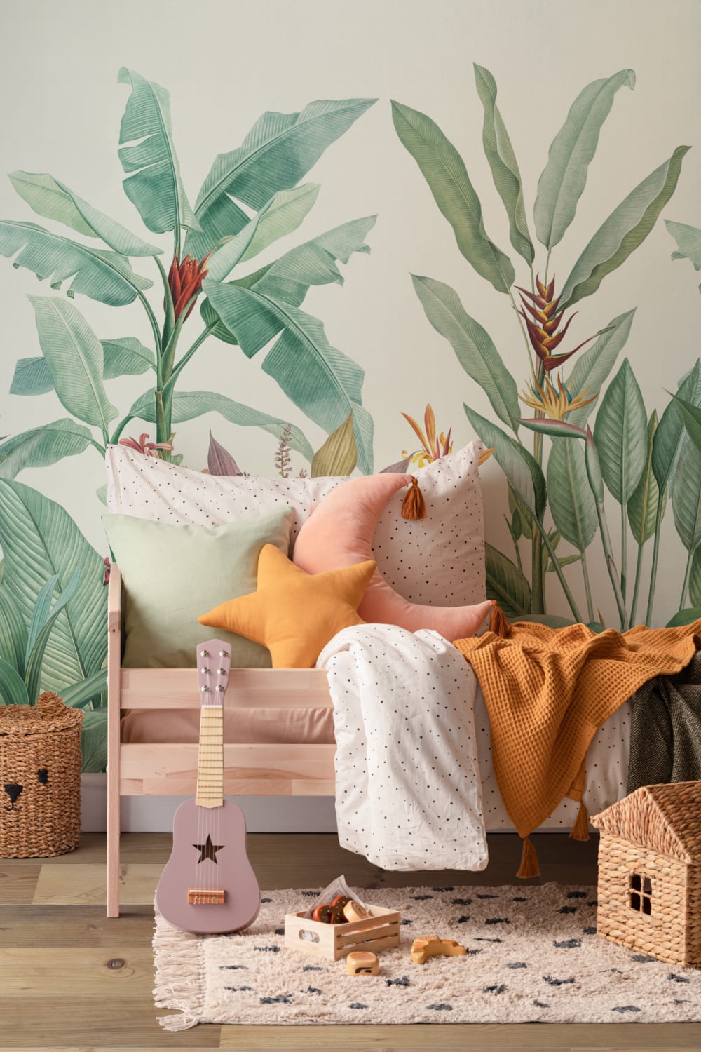 Groen Vintage Tropisch Minimalistisch Behang Muurschildering