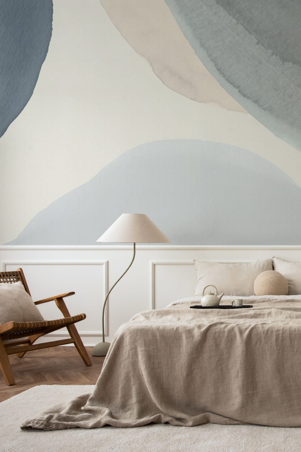 Abstract Blue Shapes Watercolour Mural