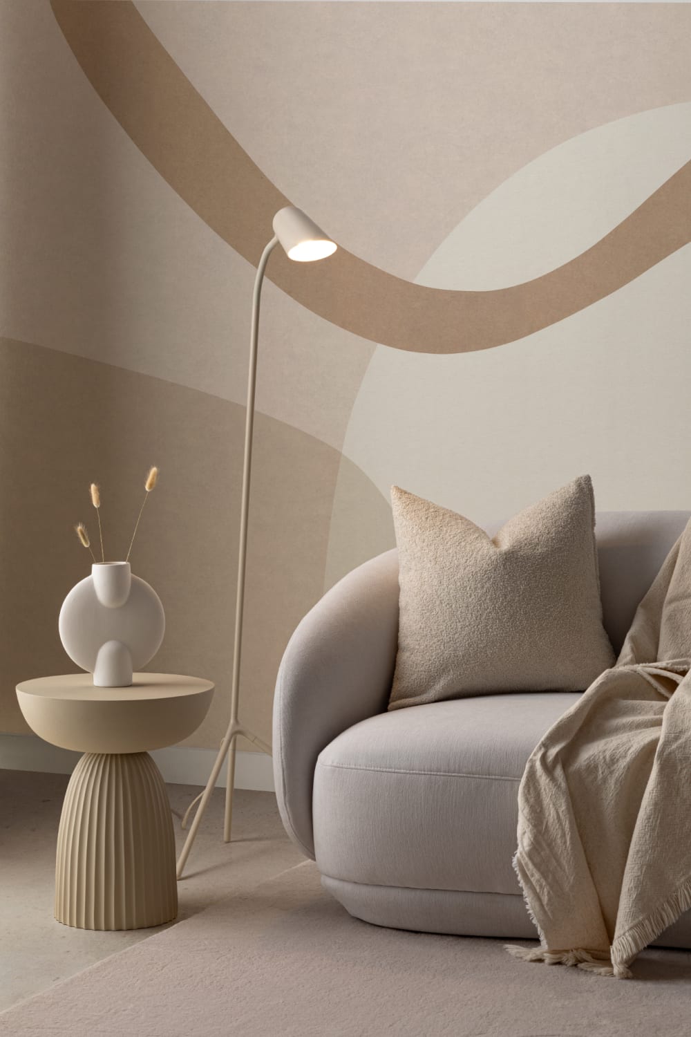 Soft Neutral Cut Out Abstract Shapes Wallpaper Mural