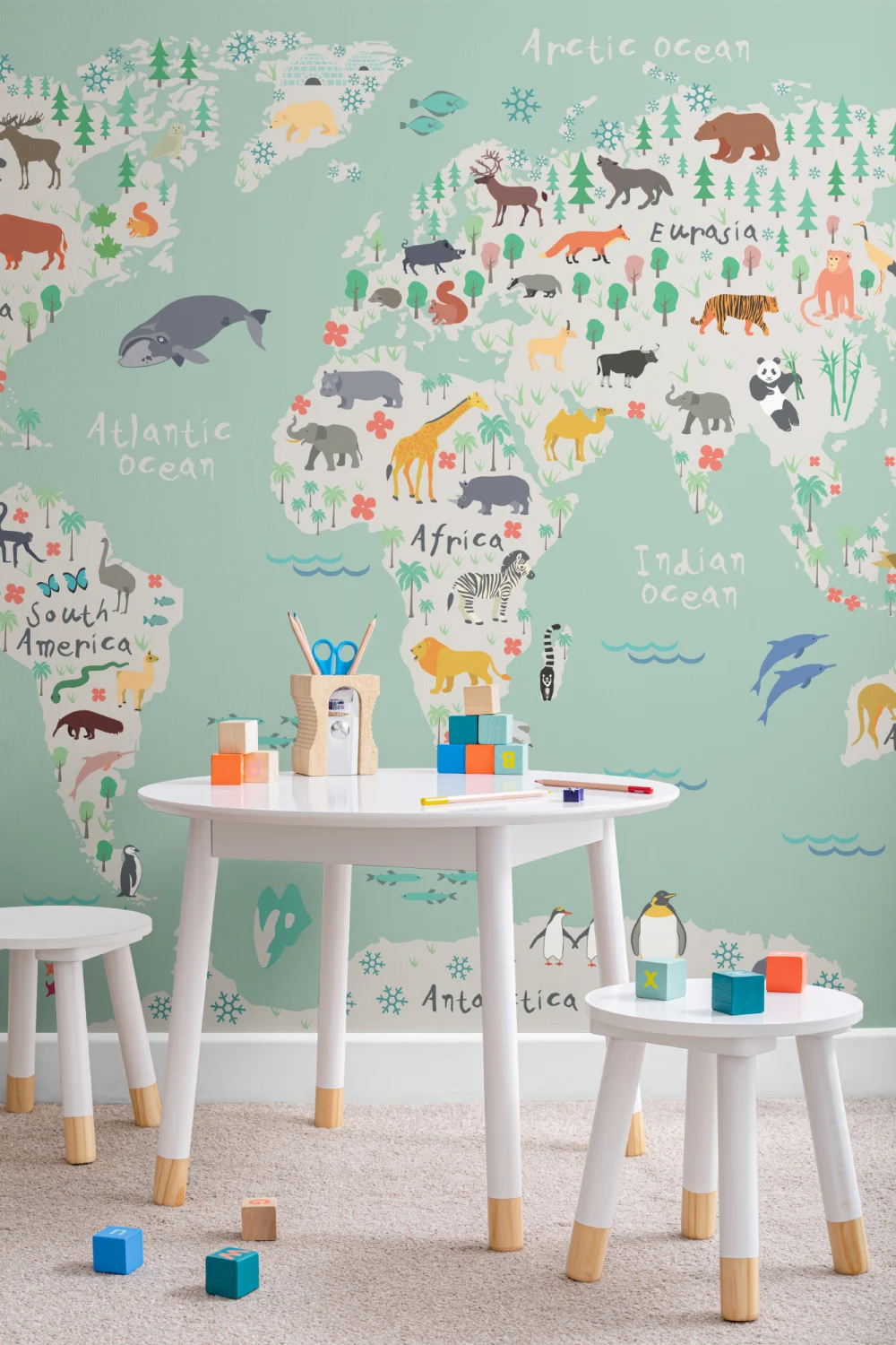 Safari Kids Map Wallpaper Mural