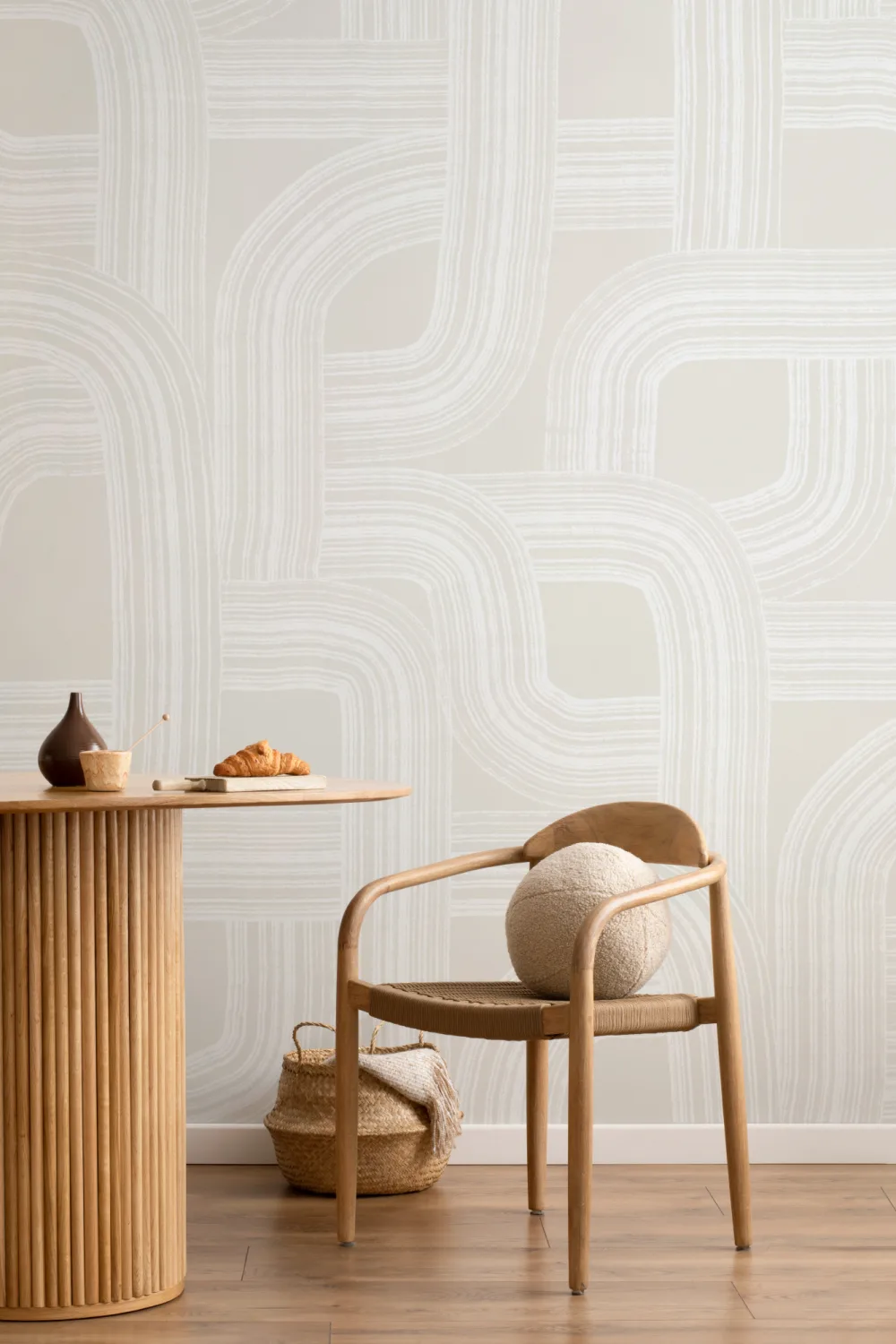 Lugn grädde minimalistiska linjer fototapet