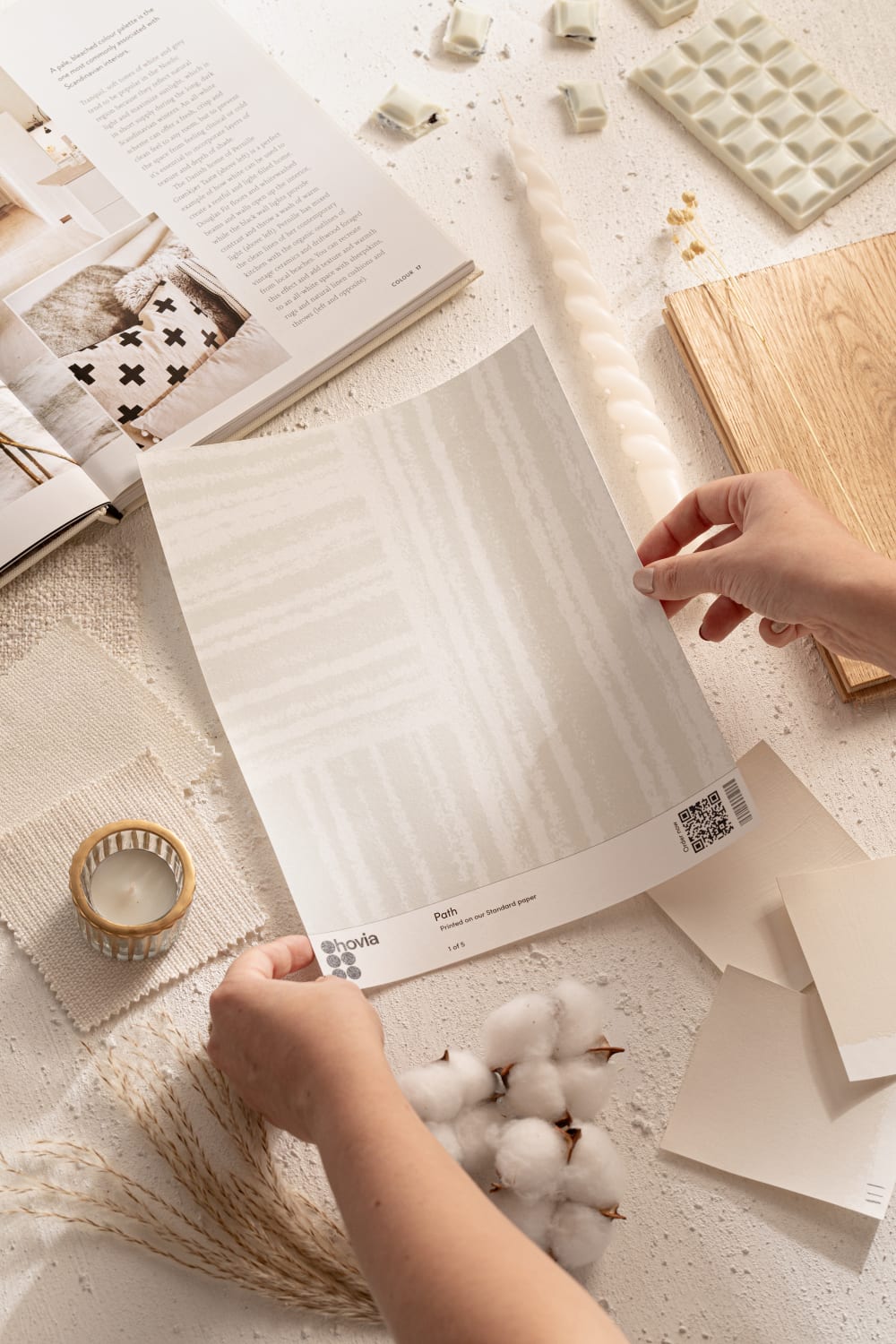 Lugn grädde minimalistiska linjer fototapet