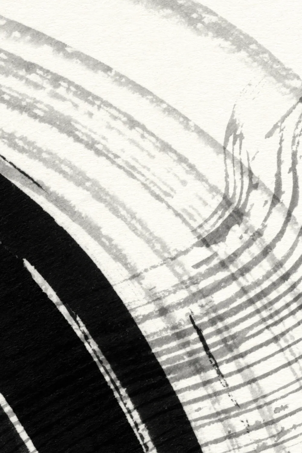 Black Abstract Ink Brush Strokes Mural