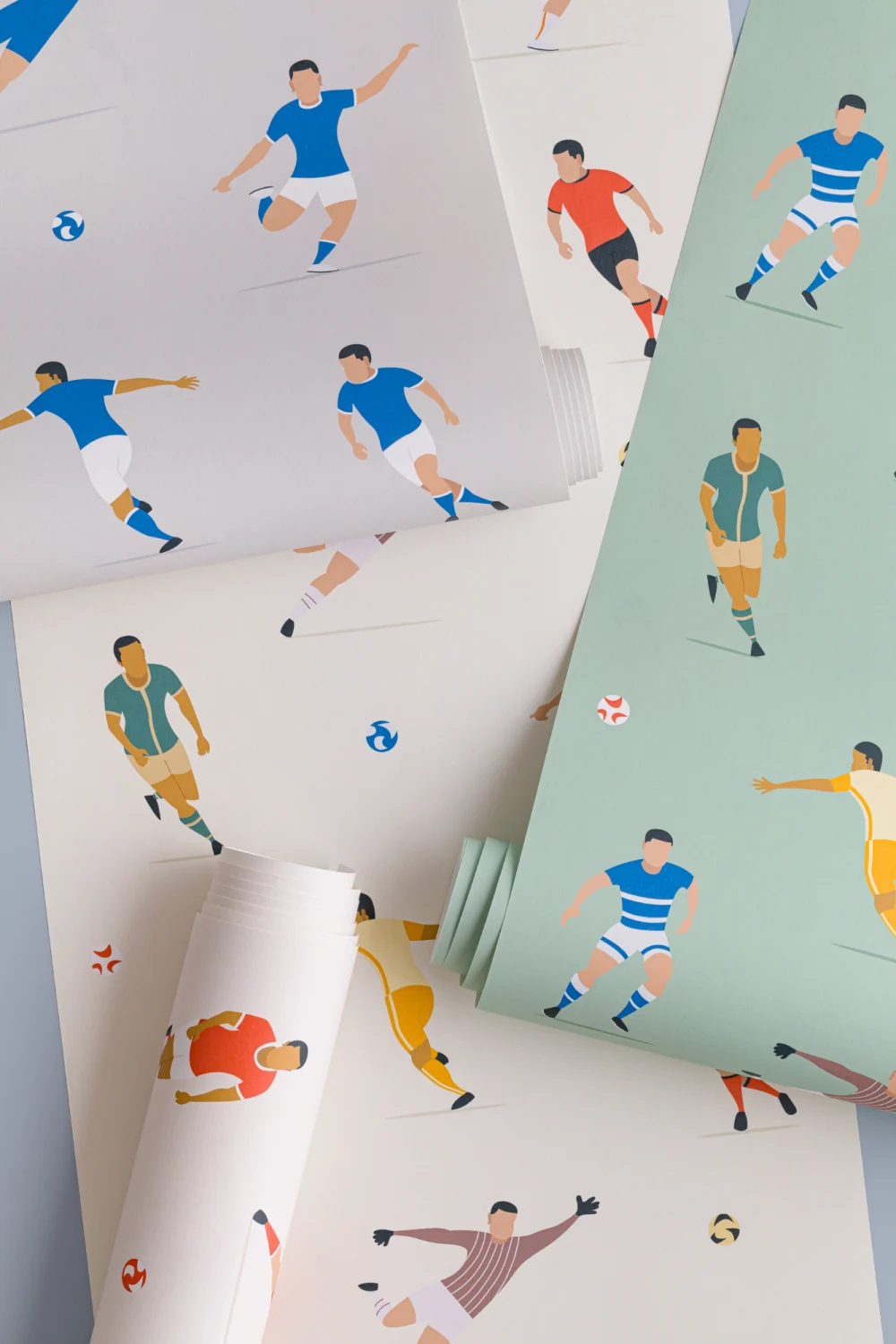 Kids Blue Soccer Players Wallpaper