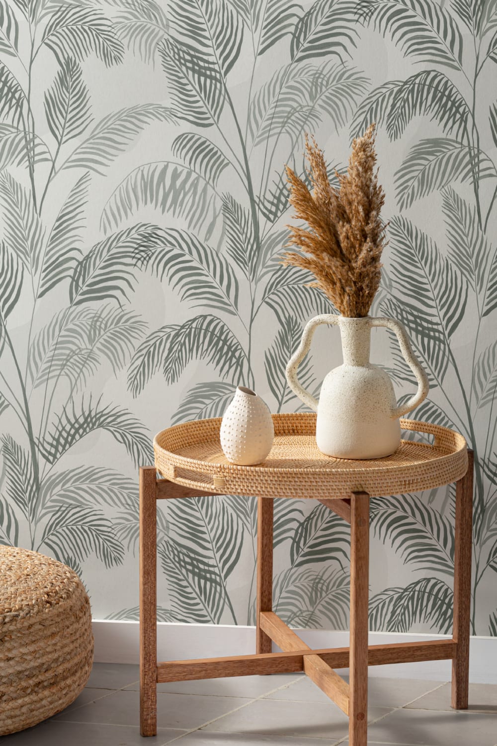 Grön akvarell Palm Leaf Repeat Pattern Wallpaper