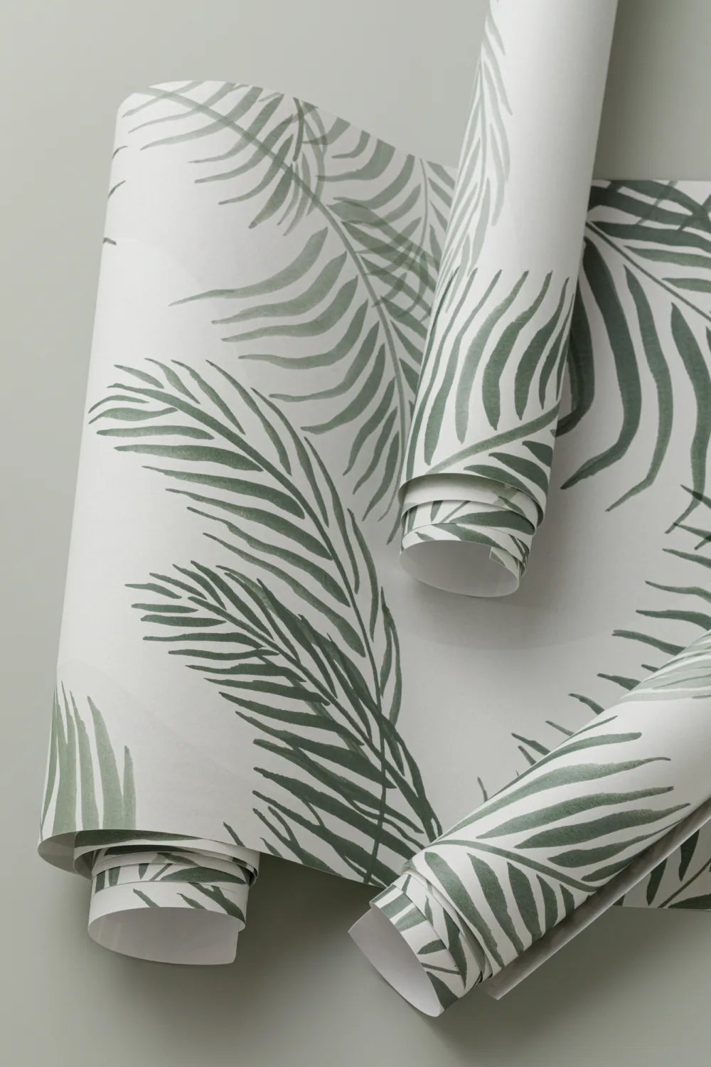 Grön akvarell Palm Leaf Repeat Pattern Wallpaper