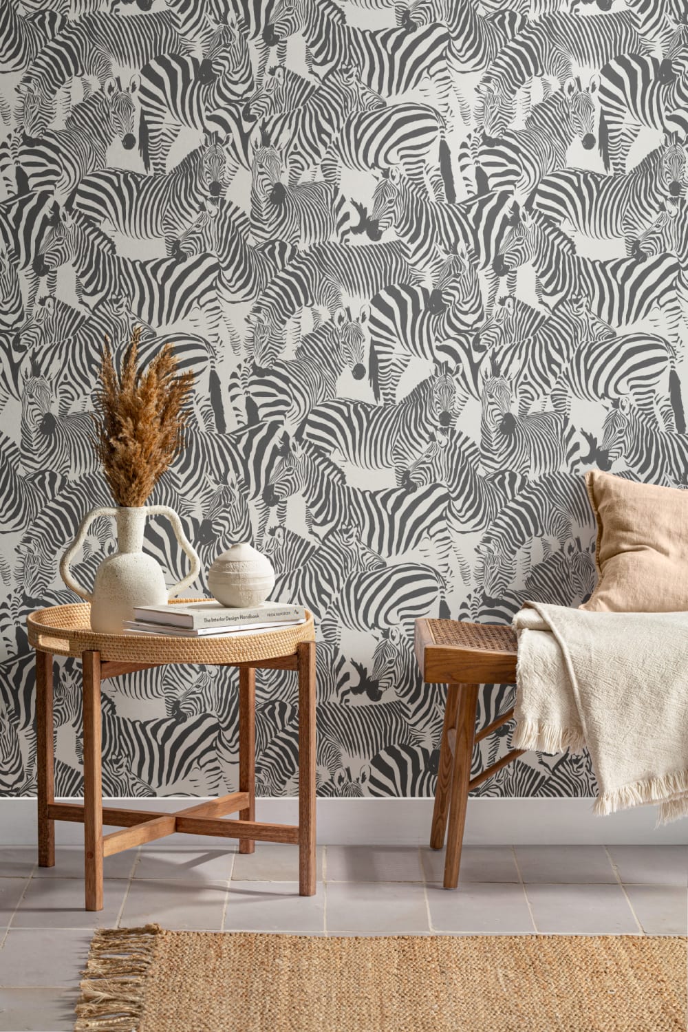 Zwart Wit Zebra Dieren Modern Herhaal Patroon Behang