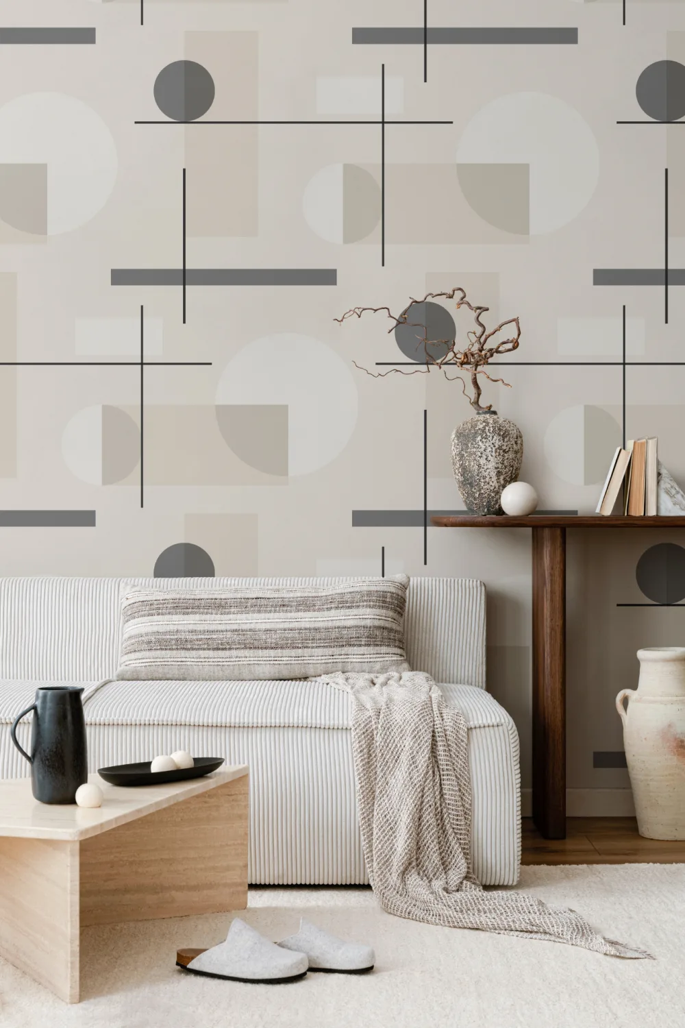 Mid Century Abstract Geometric Repeat Pattern Wallpaper