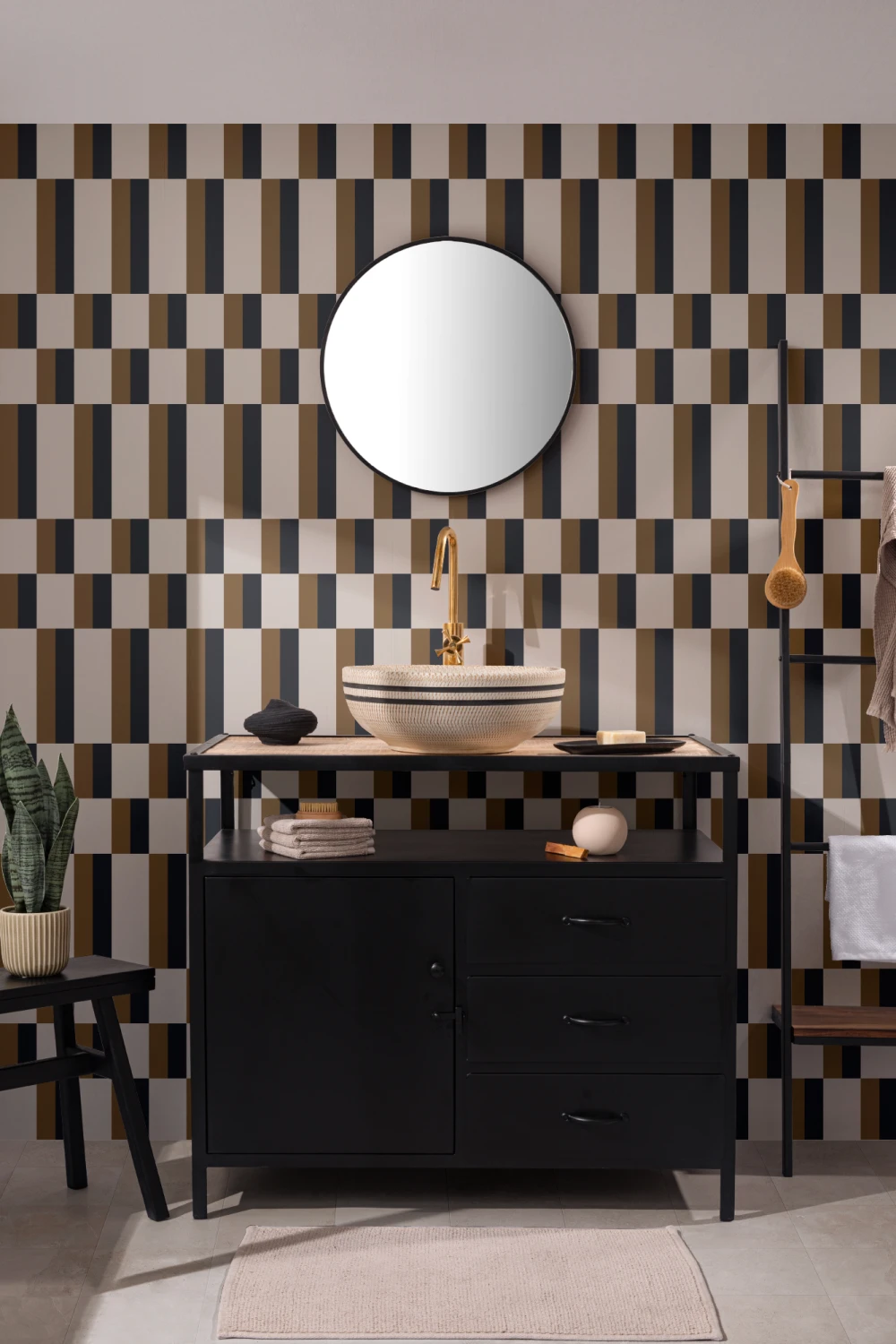 Sennep og Navy Bauhaus Geometrisk Retro tapet