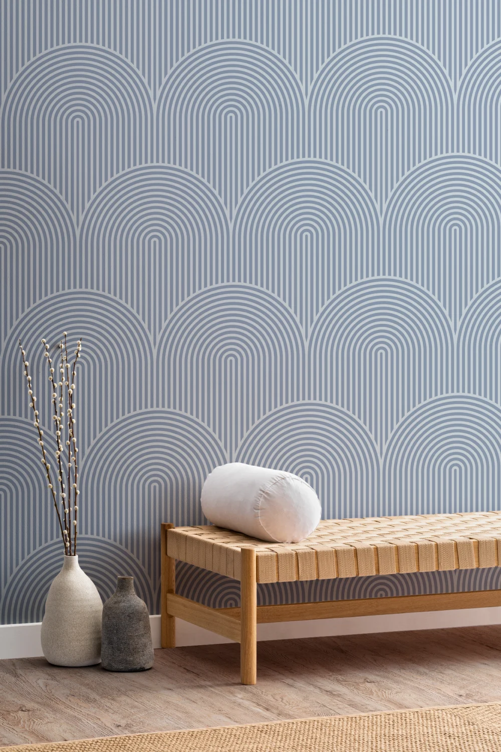 Blue Circuit Design Geometric Striped Repeat Pattern Wallpaper