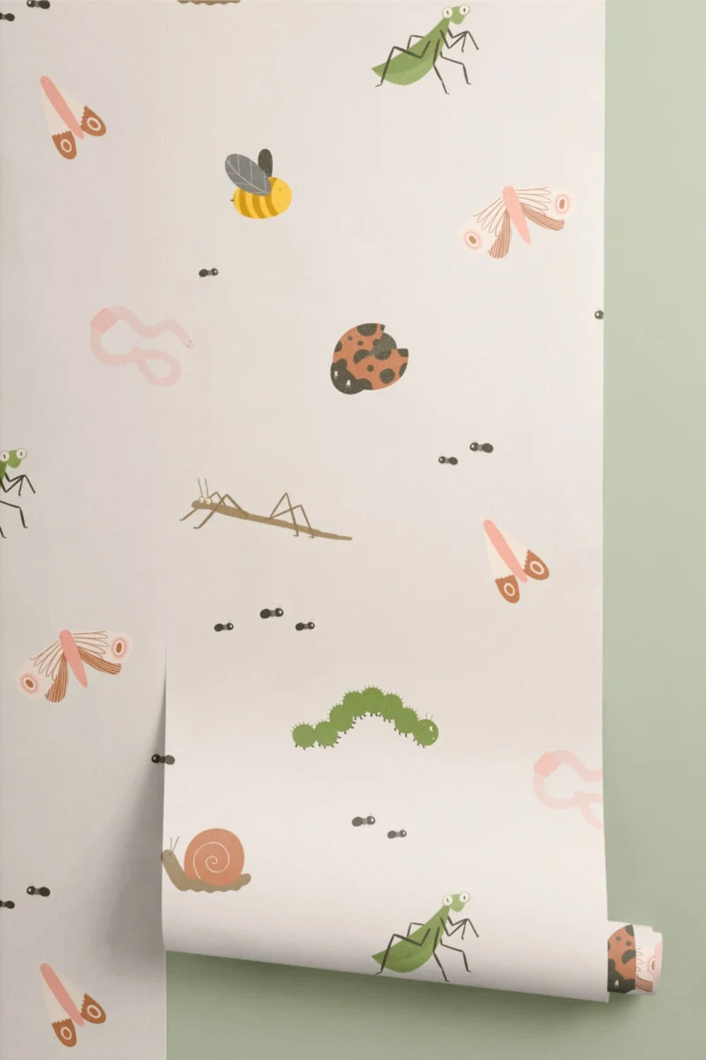 Kids Cute Bugs and Insects Repeat Pattern Wallpaper