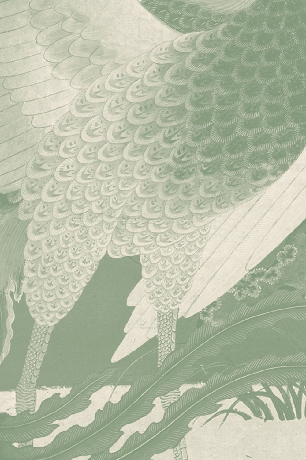 Mural do pavão japonês ilustrado verde