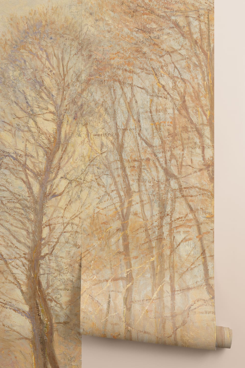 Orange Loosely Painted Forest Mural