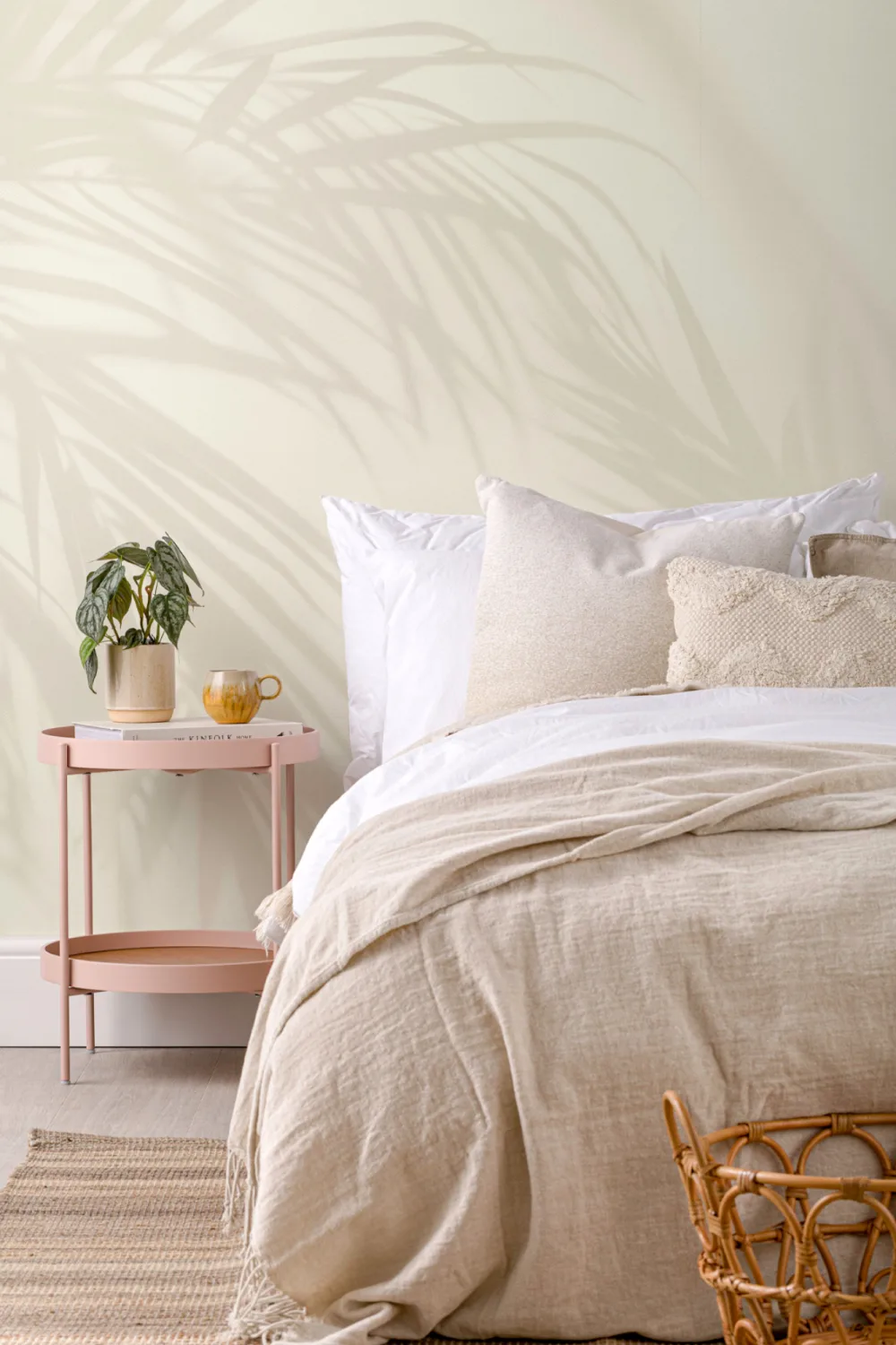 Neutral Palm Leaf Shadow Mural