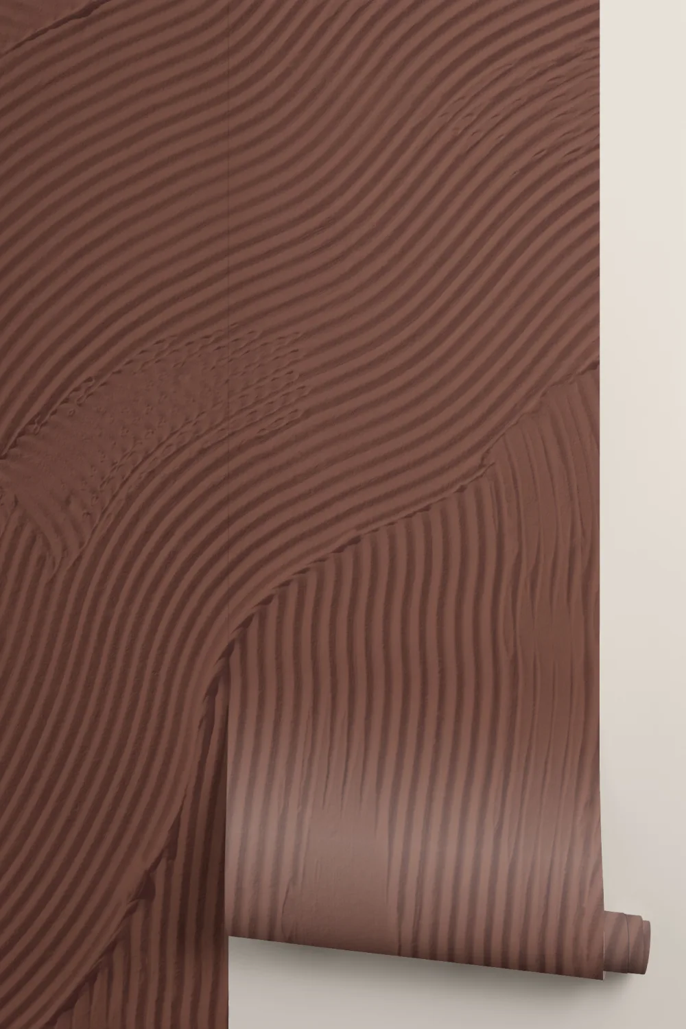 Terracotta Gebeeldhouwde Abstracte Overlappende Lijnen Muurschildering