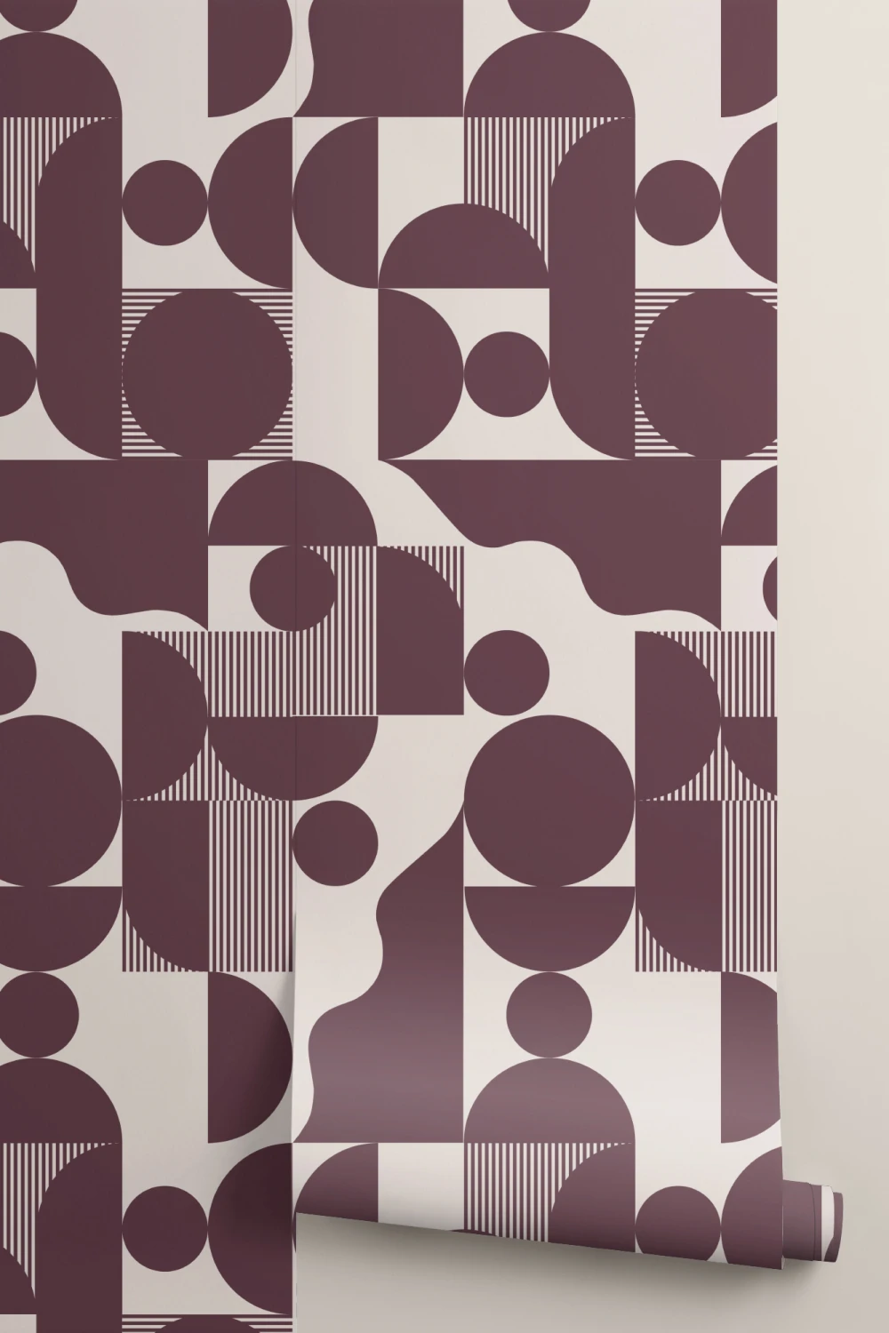 Bourgondië Modern Geometrische Vormen Behang
