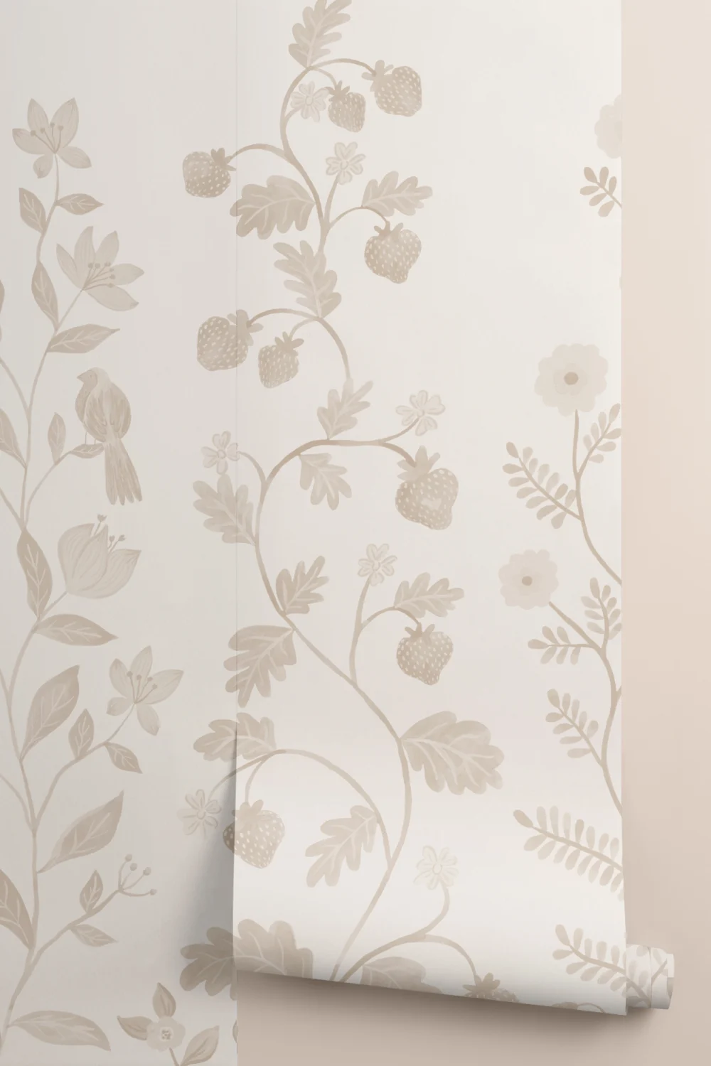 Beige finurligt klatrende botanik fototapet