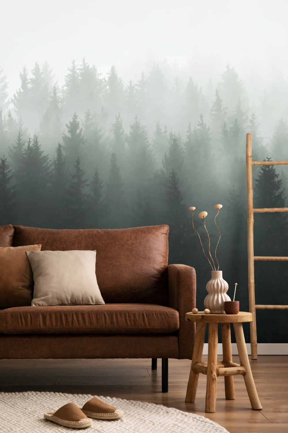 Deep Green Ombre Forest Wallpaper Mural