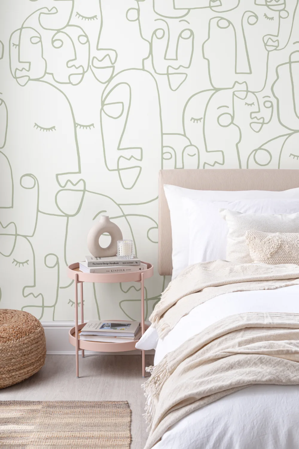 Large Sage Line Drawing Face Wallpaper Mural