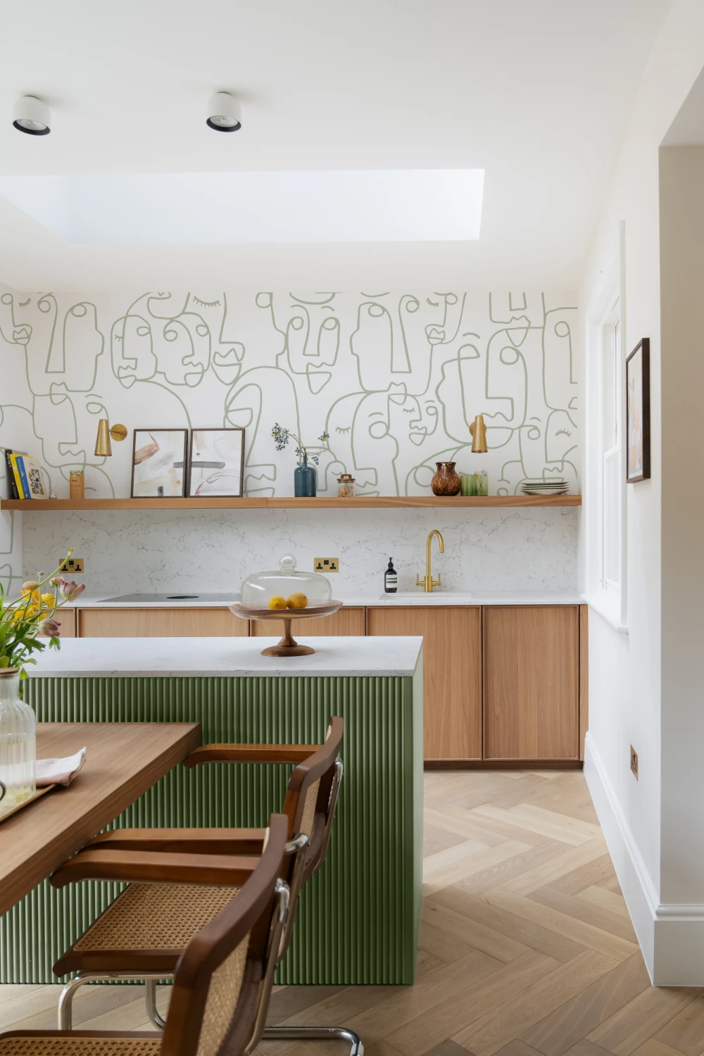 Large Sage Line Drawing Face Wallpaper Mural