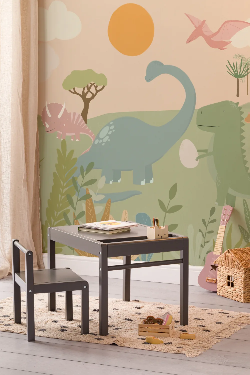 Kids Cool Cartoon Dinosaur Landscape Wallpaper Mural