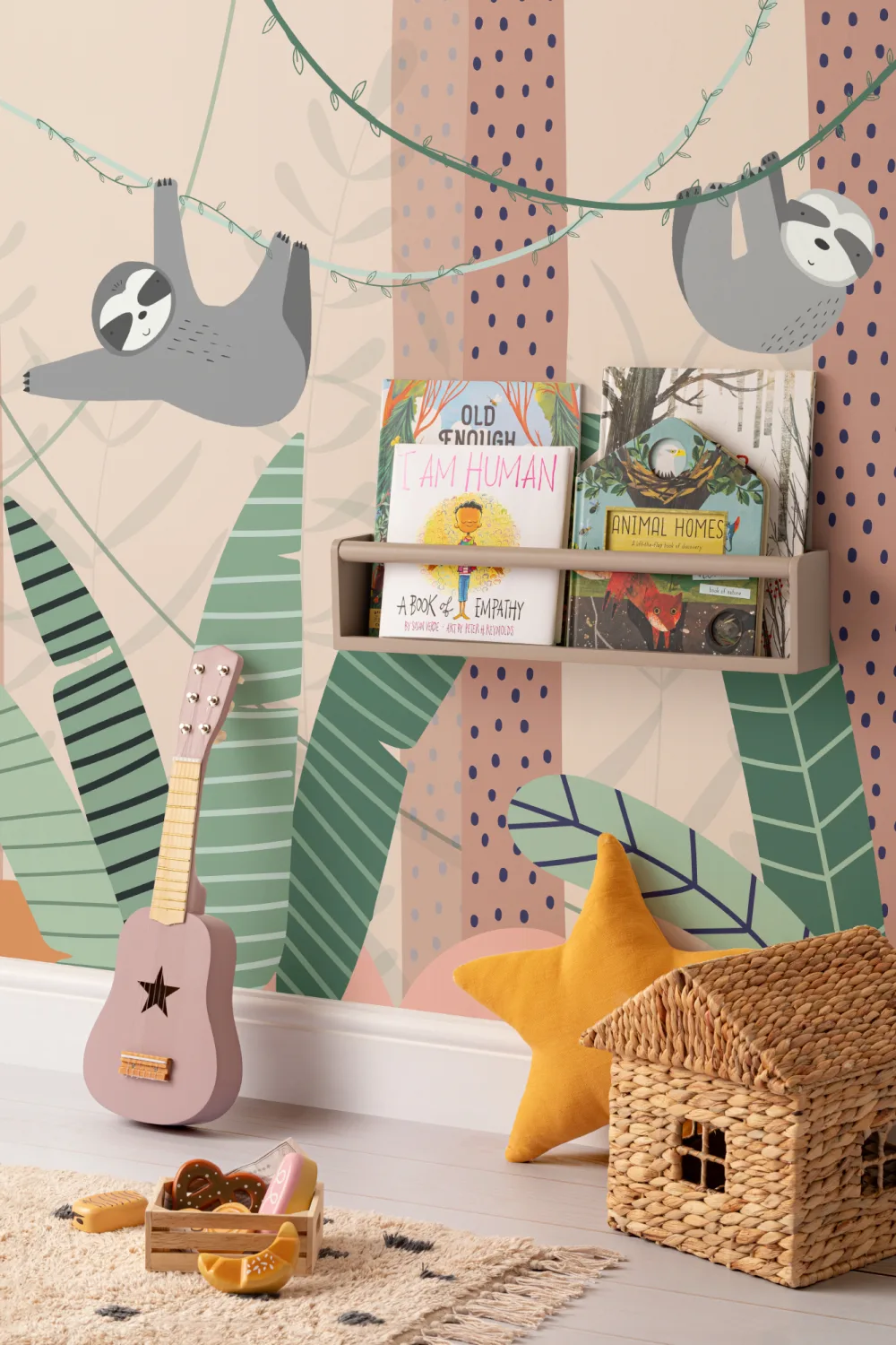 Cute Cartoon Sloth Wallpaper Mural
