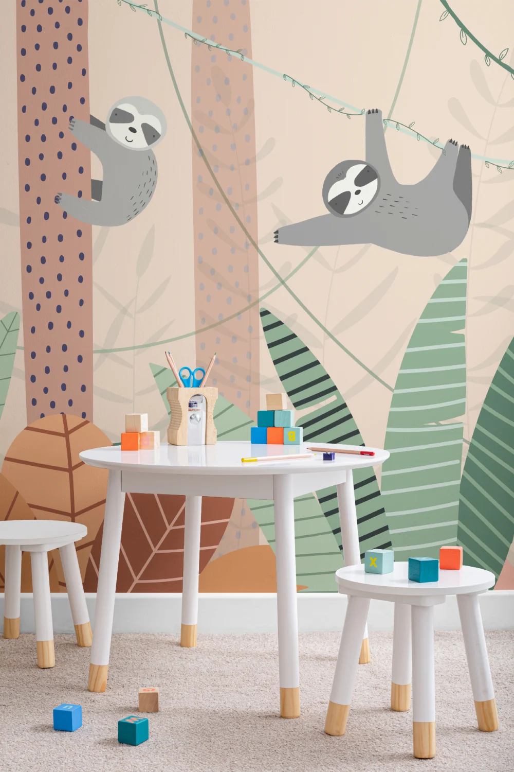 Cute Cartoon Sloth Wallpaper Mural