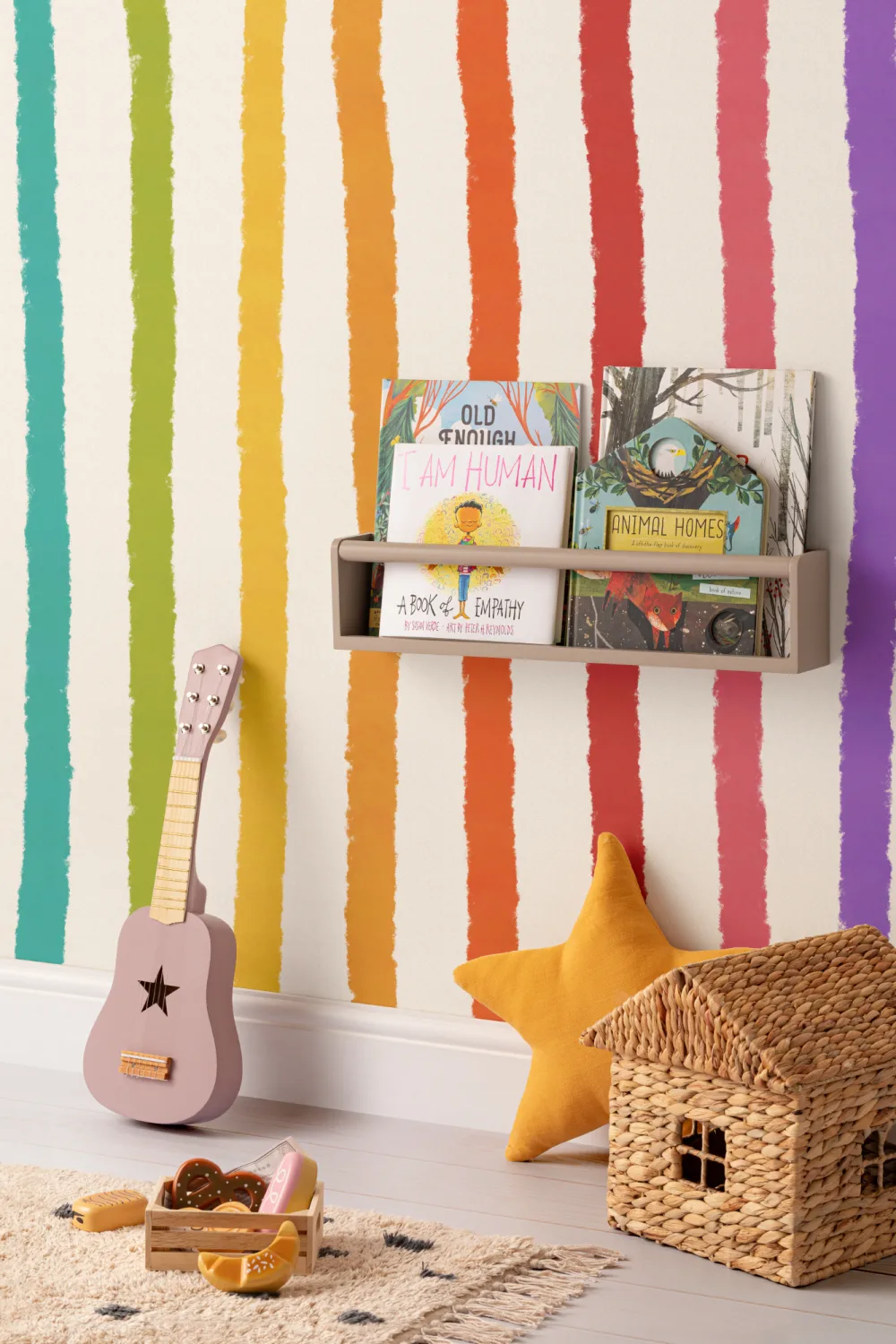 Papel de parede Mural Rainbow Crayon às riscas