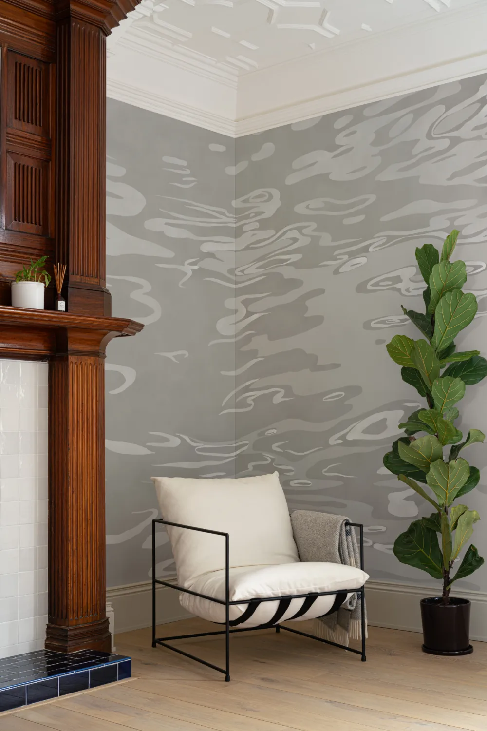 Neutral Hand Painted Water Rippling Effect Mural