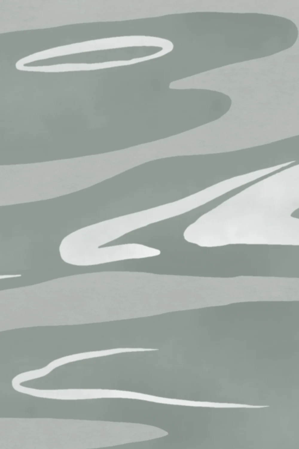 Green Hand Painted Water Rippling Effect Mural