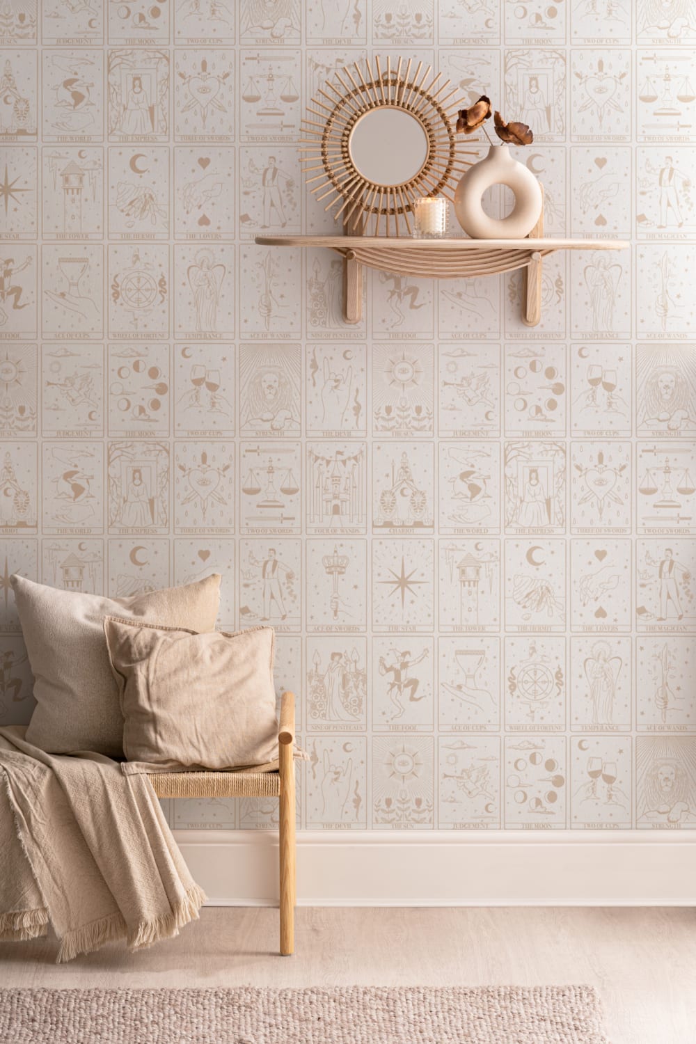 Papier peint panoramique beige des cartes de tarot