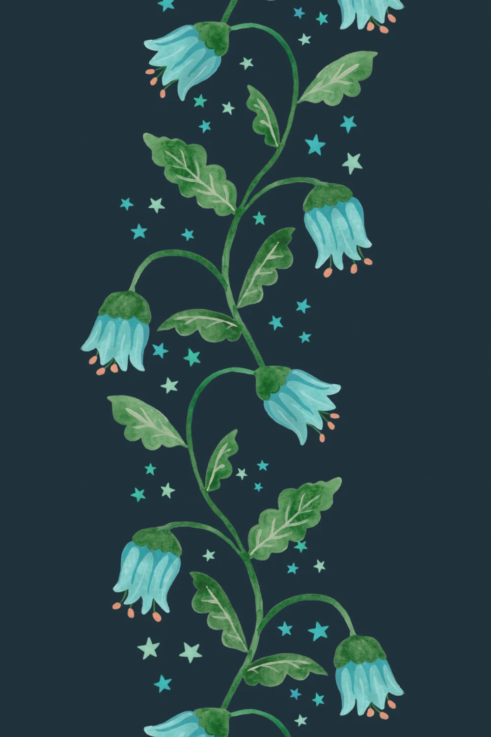 Dark Blue Striped Wavy Hyacinth Wallpaper