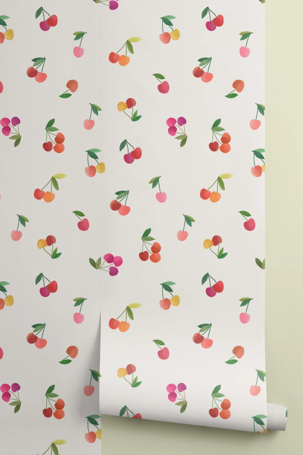Papier peint cerises pastel lumineuses