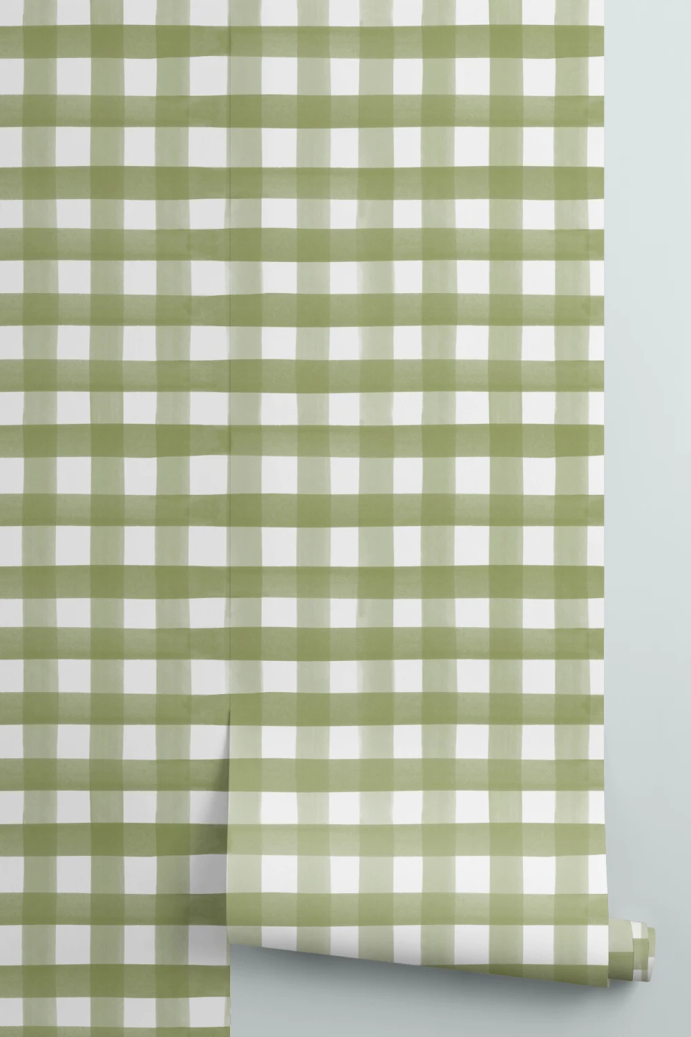 Mörkgrön akvarell Gingham tapet