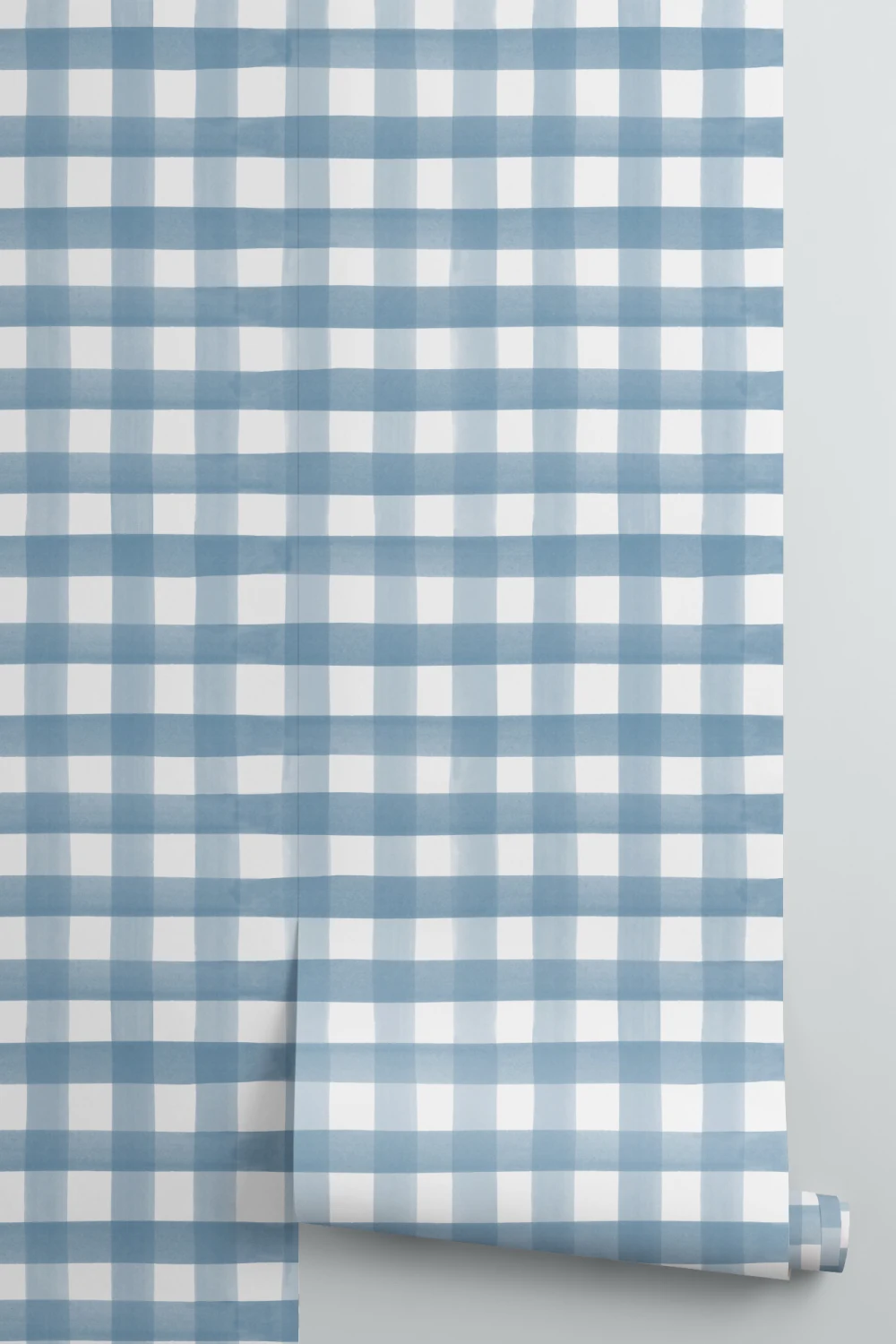 Navy Watercolor Gingham Wallpaper