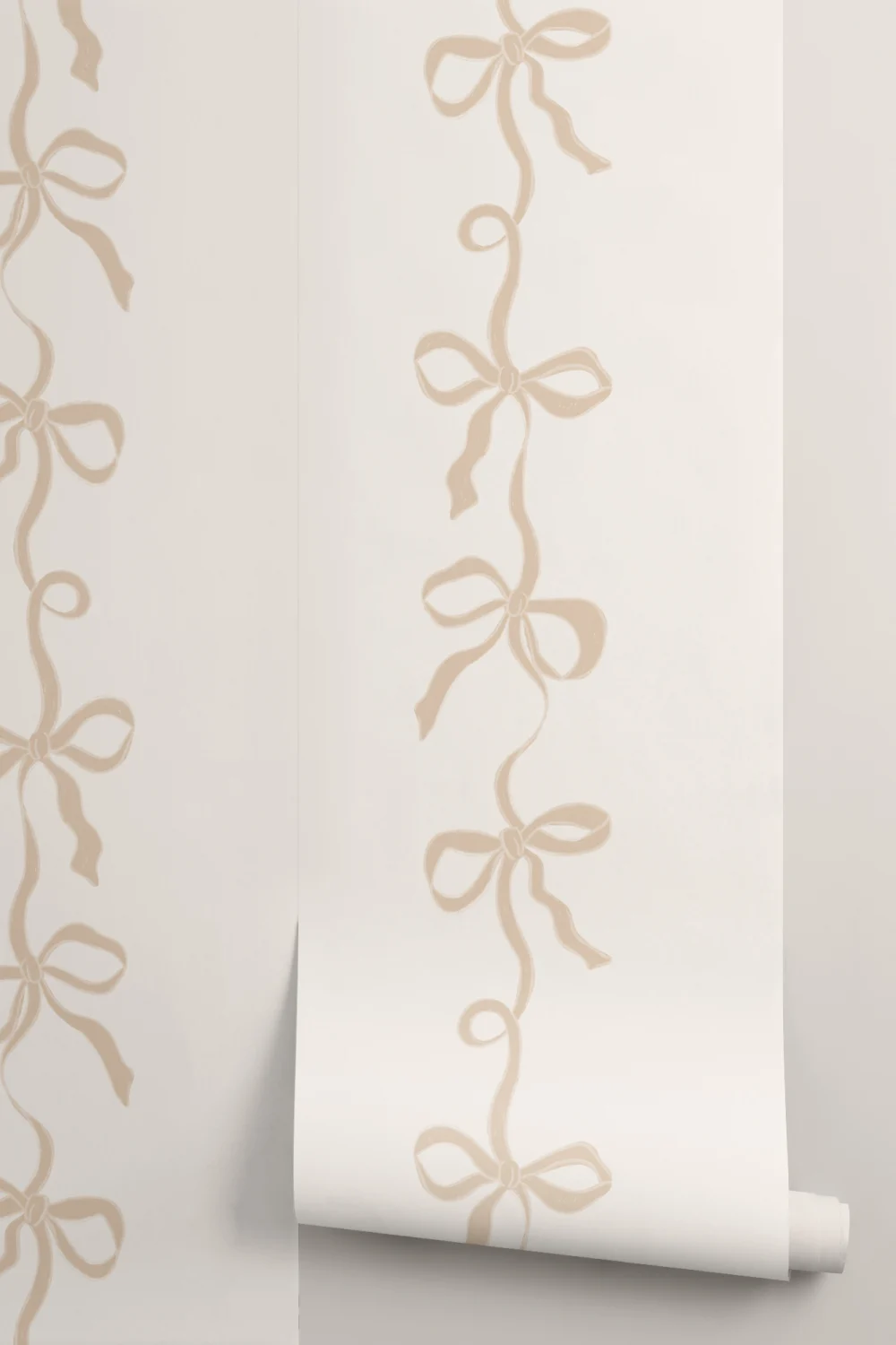 Neutral Ribbon Bow Stripes Mural