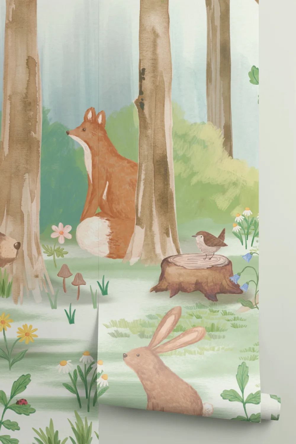 Kids Woodland Animal Scene Mural