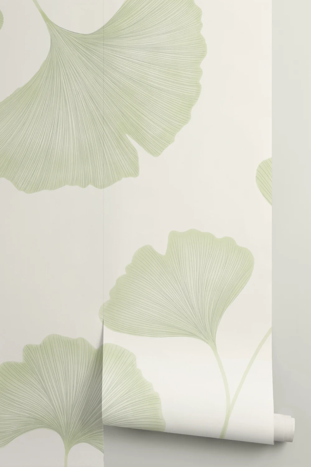 Mural de hojas de ginkgo verde