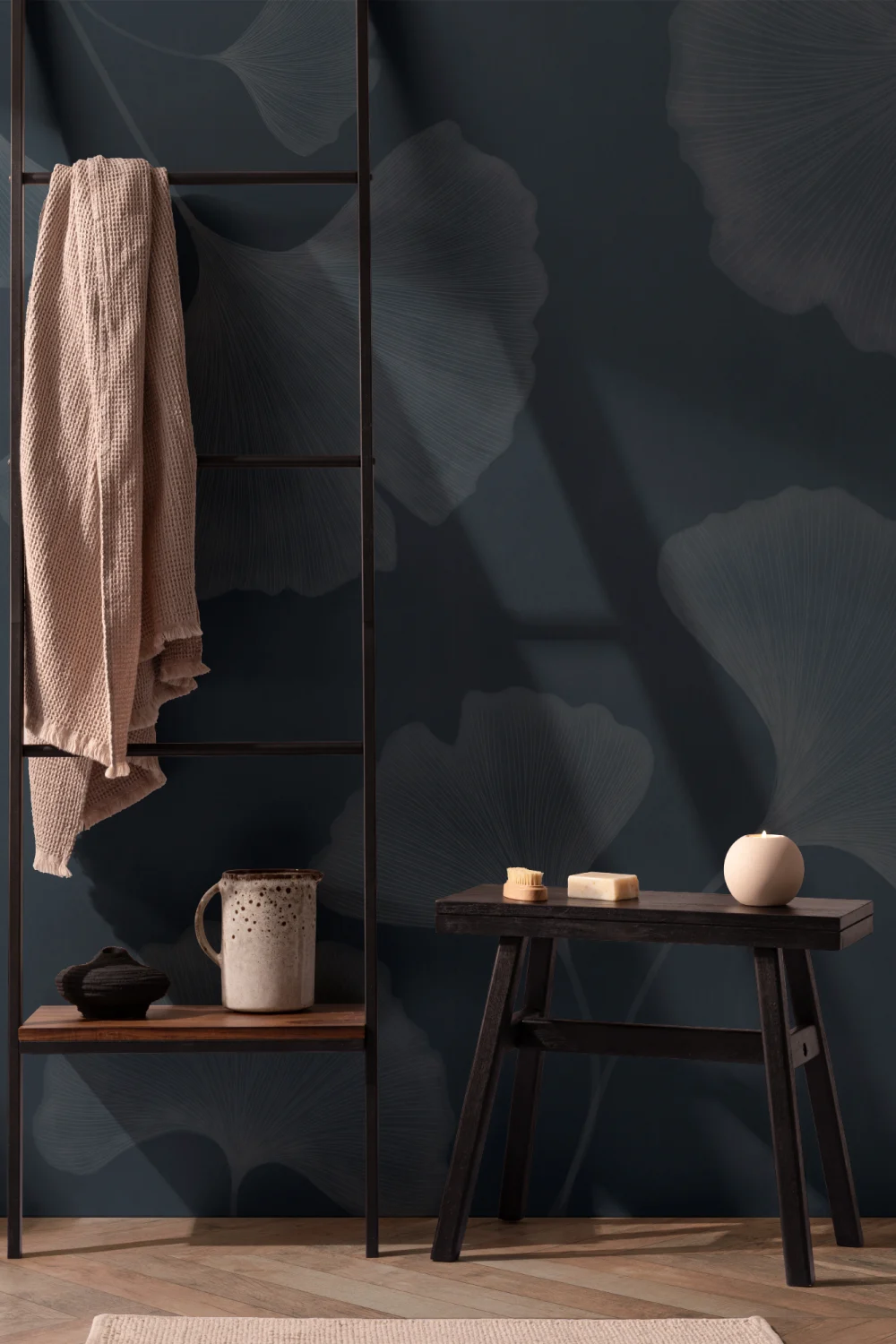 Marineblå Ginkgo Leaf fototapet