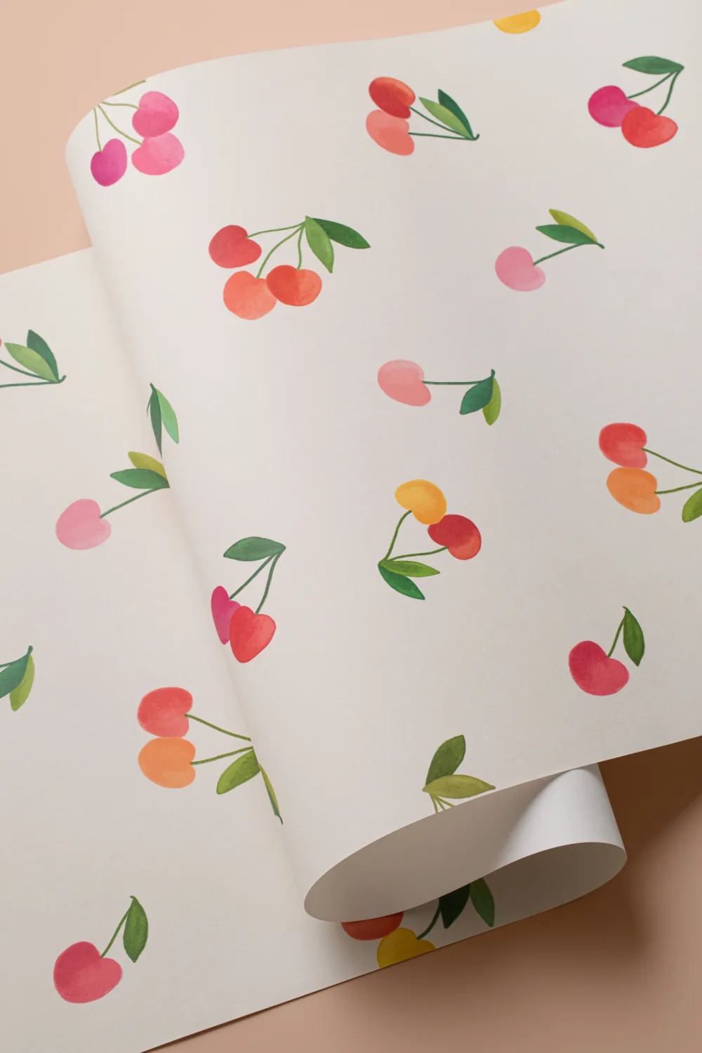 Papier peint cerises pastel lumineuses