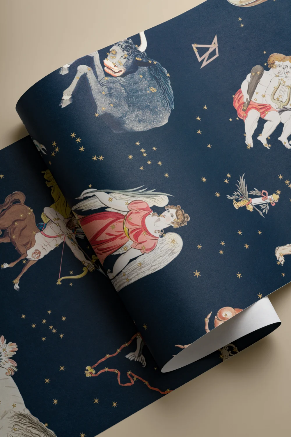 Marinblå illustrerad astrologisk stjärntecken mural-tapeter