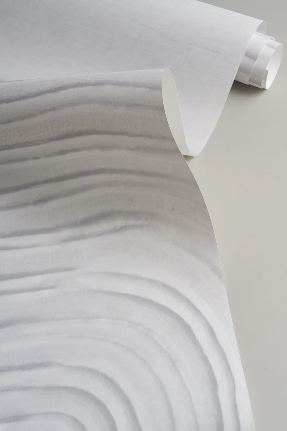 Neutral Sculpted Abstract Curved Lines Mural