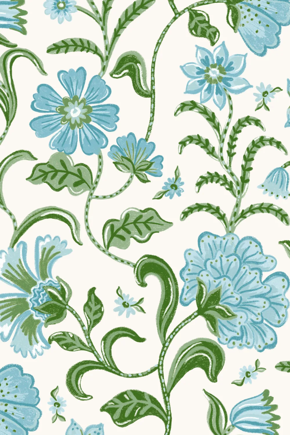 Albastru Indian stil Floral tapet