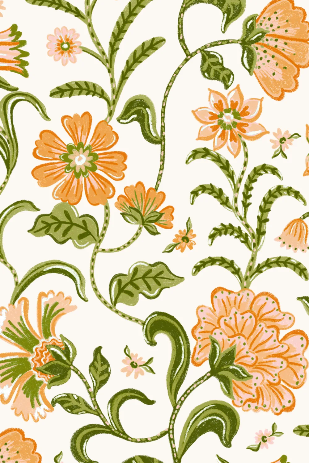 Blomstertapet i multiindisk stil