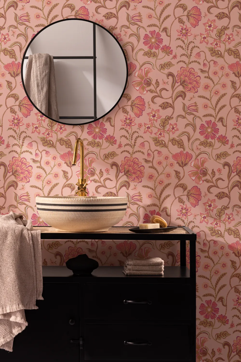 Pink Vintage Floral Wallpaper