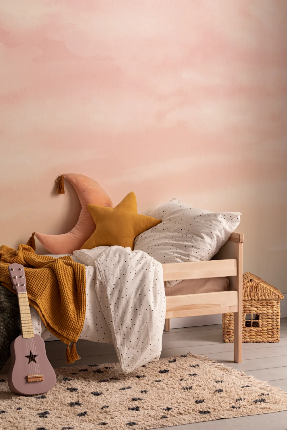 Mural Papel Pintado Acuarela con Atardecer Naranja