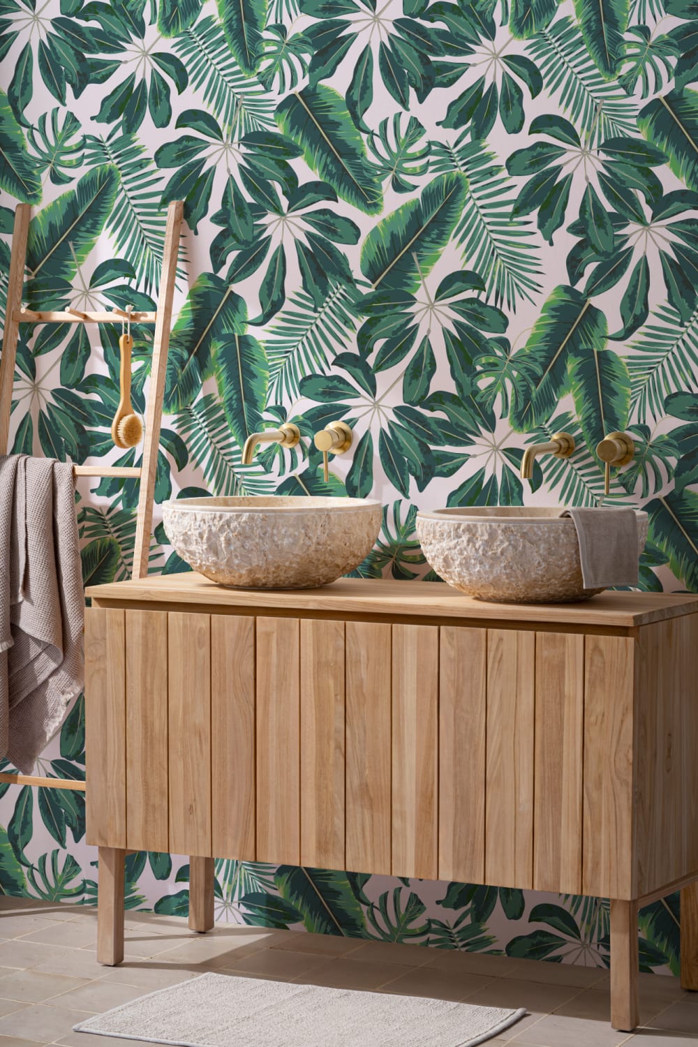 Mural Papel Pintado Hojas Tropicales Variadas