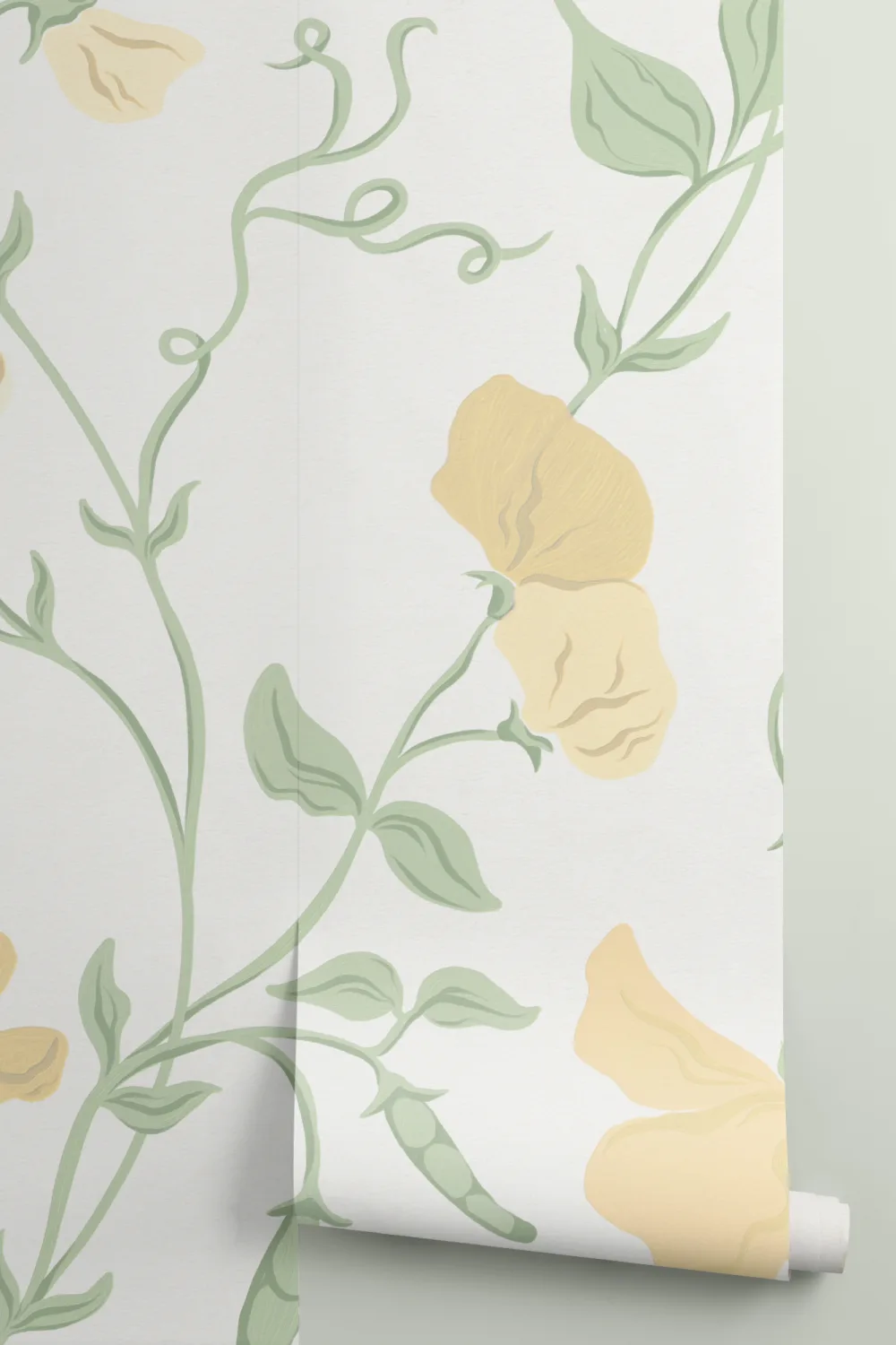 Gul Sweet Pea Floral & Vines Mural-tapeter