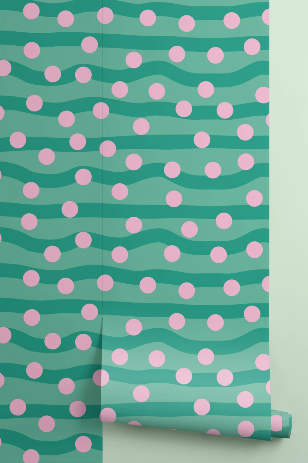 Elizabeth Olwen Polka Pop Dark Green Mural
